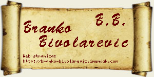 Branko Bivolarević vizit kartica